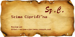 Szima Cipriána névjegykártya